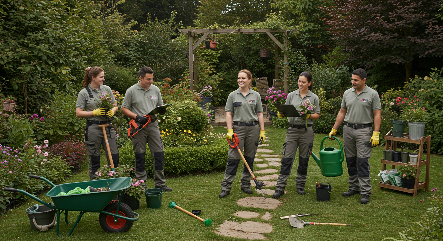 Professional gardeners at work